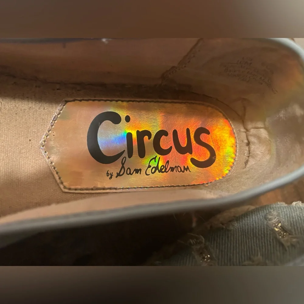 Circus Sam Edelman Women's 10 Cali Espadrille Platform Flats Blue Distressed